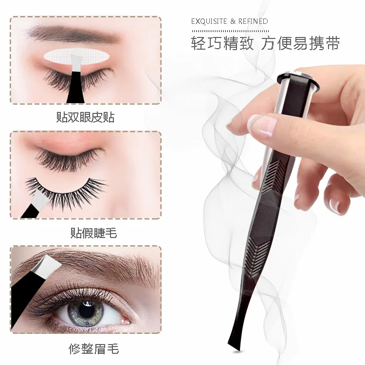 With LED Lamp Clip Eyebrow Tweezers Makeup Beauty Tools Hair Removal Clamp Mini Light Delicate Trimming