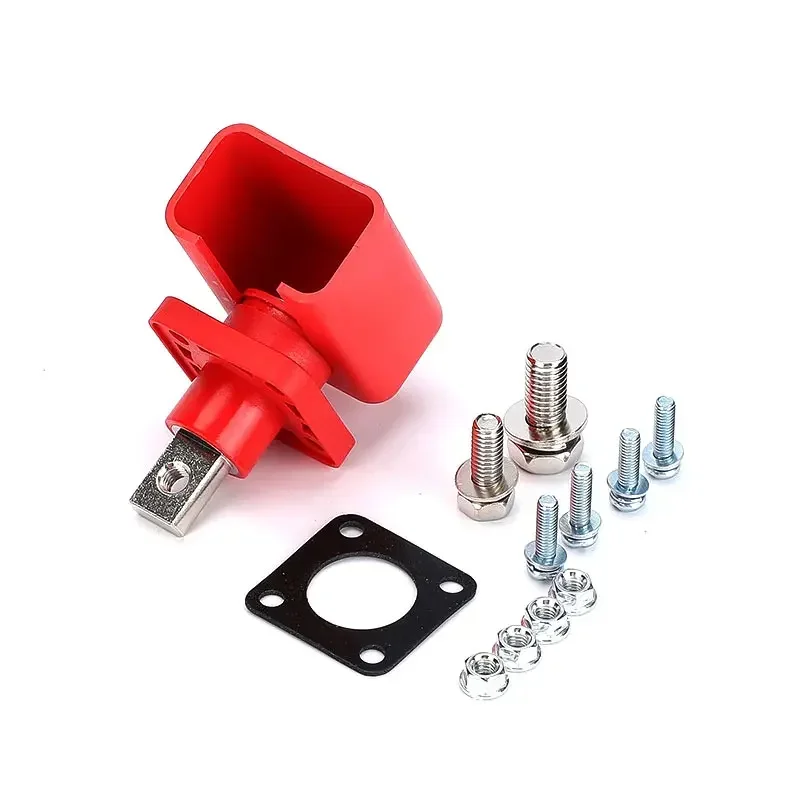 200A Square Lithium Battery Terminal Block High Current Copper Red Black Terminals Through Wall Type Energy Storage Connector