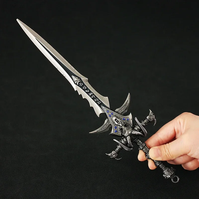 30cm Stand Lich King Weapon Model Large Frostmourne Sheep's Head Sword Alloy Model Metal Ornament with Display