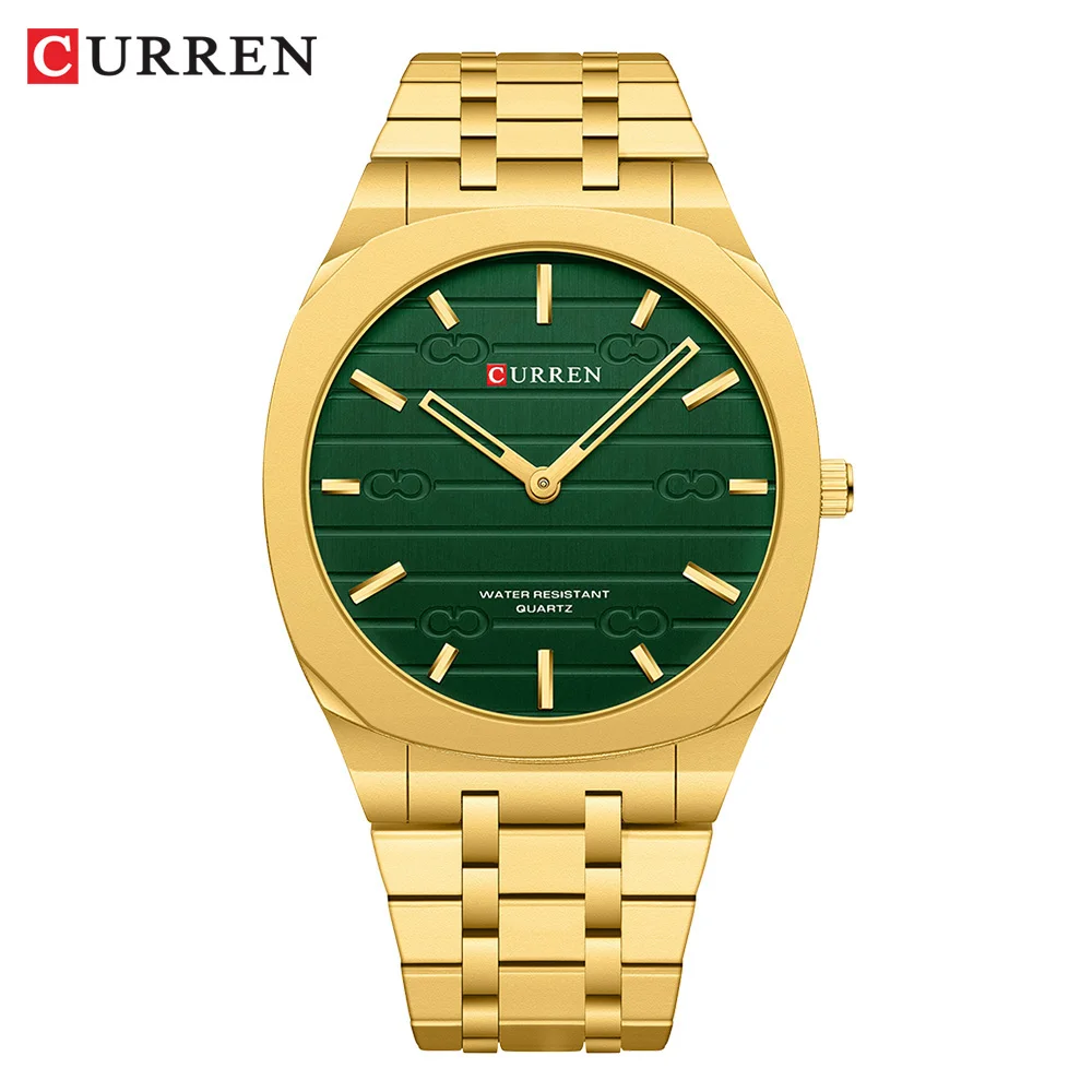 CURREN Fashion Design Ultra-Thin Quartz Watches for Men Top Brand New Stainless Steel Band Wristwatch