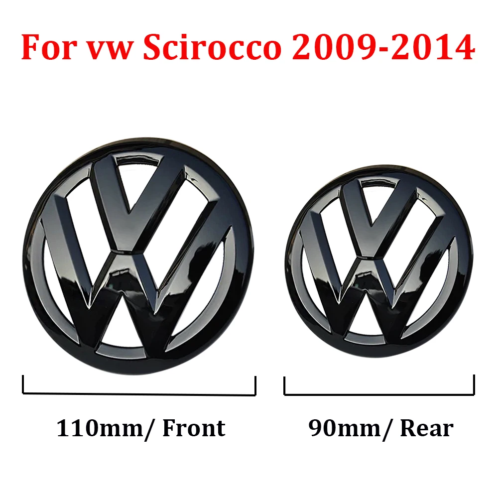 Volkswagen Front Grill Emblem 110mm 90mm Car Rear Trunk Lid Badge Logo For VW Scirocco 2009 2010 2011 2012 2013 2014 accessories