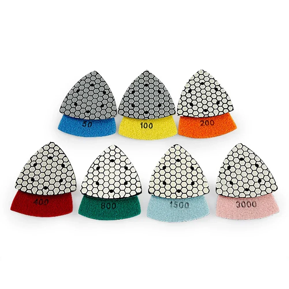 Imagem -04 - Triângulo Diamante Almofadas de Polimento a Seco para Granito Mármore Concreto Pedra Lixar Almofadas Ferramenta Disco Polimento Peças 90 mm
