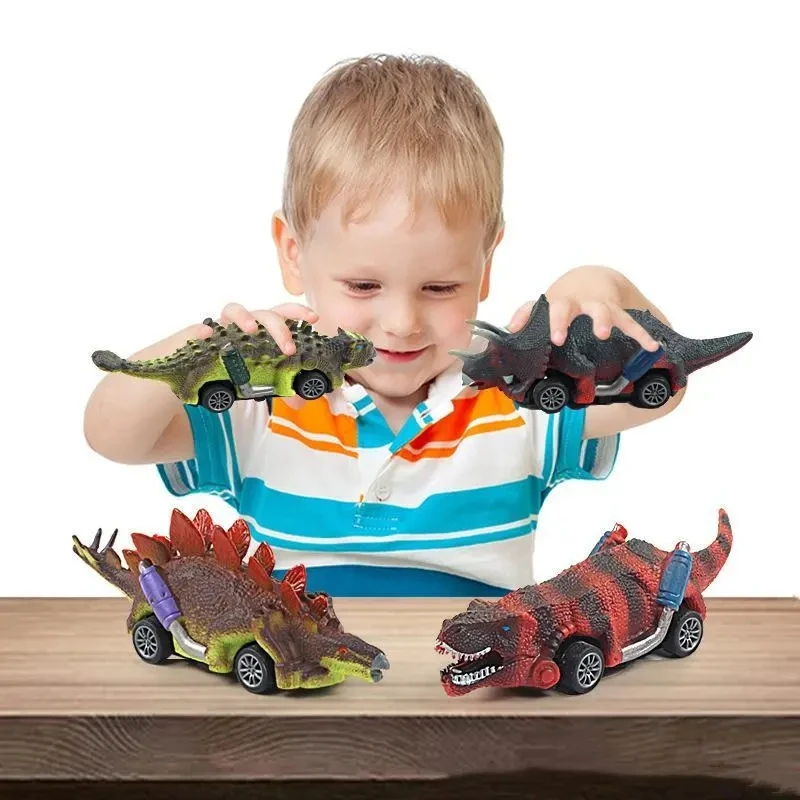 Dinosaurs Pull Back Car Model Kid Tyrannosaurus Rex Triceratops Action Simulation Animal Model Inertial Car Toys for Baby Kids