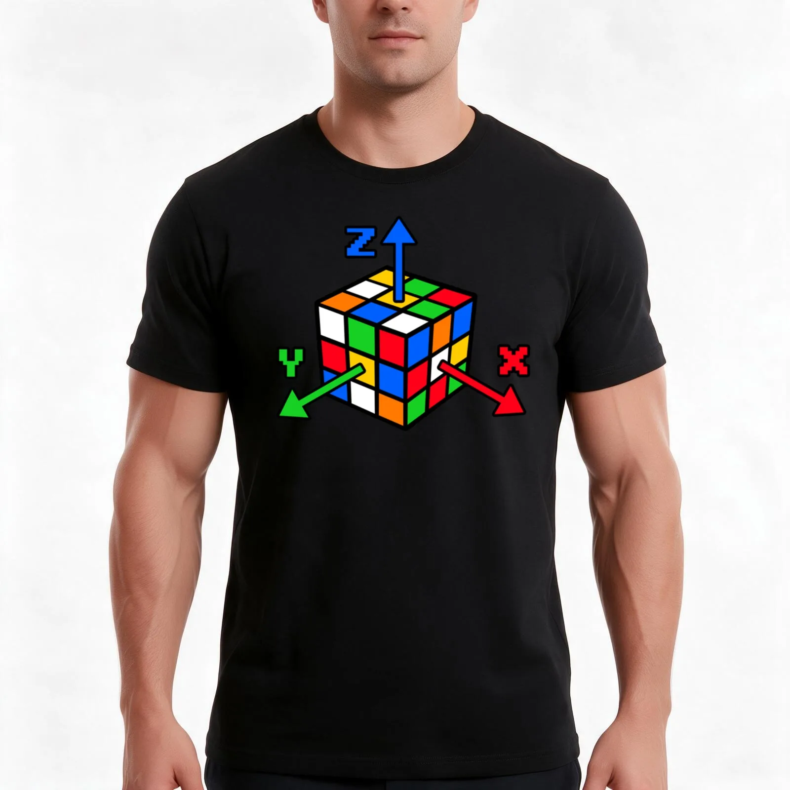 Default Cube T-Shirt, Summer Casual Cotton Tee, Oversized Streetwear Tops, Vintage Graphic Print, Loose Fit Short Sleeve