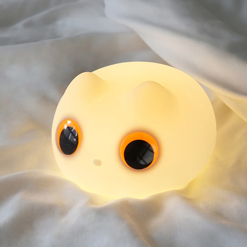 Cute Cat Night Lamp For Kids 0.4W 3200K Soft Lighting Dimmable Nursery Small Lamp For Breastfeeding Timed Shutoff Function