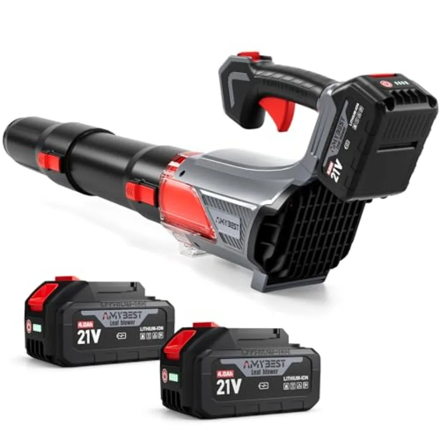 

Leaf Blower Cordless 21V Lightweight Electric Blower with 2 x 4.0Ah Batteries and Fast Charger Variable Speed for Patio Cleanin