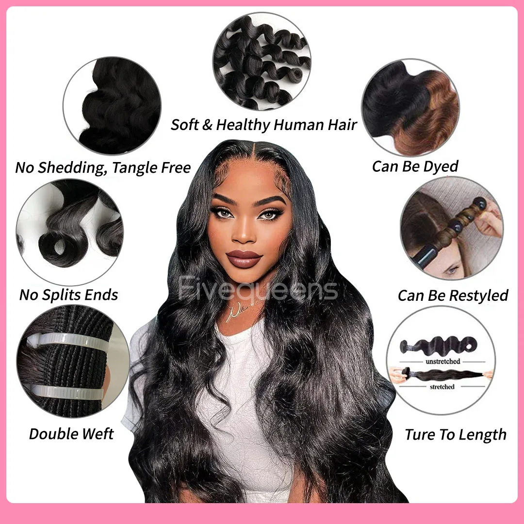 Body Wave 3 Bundles Natural Black For Women Virgin Human Hair Straight Brazilian Remy Hair Weave Bundles Brazilian