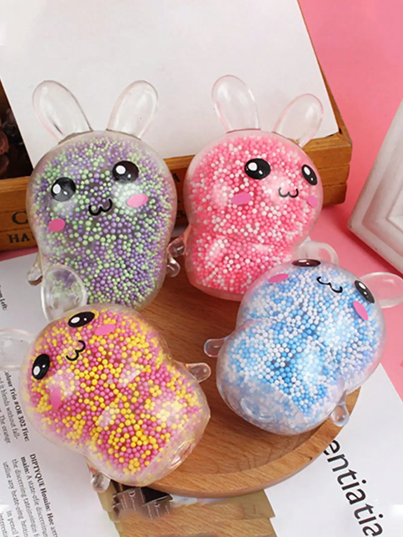 2pcs-Squishy Bunny Stress Balls Stress Relief Toys Adults Fidget toys Colorful Bunny Rabbit Sensory Relief Bunny Stress Ball Bas