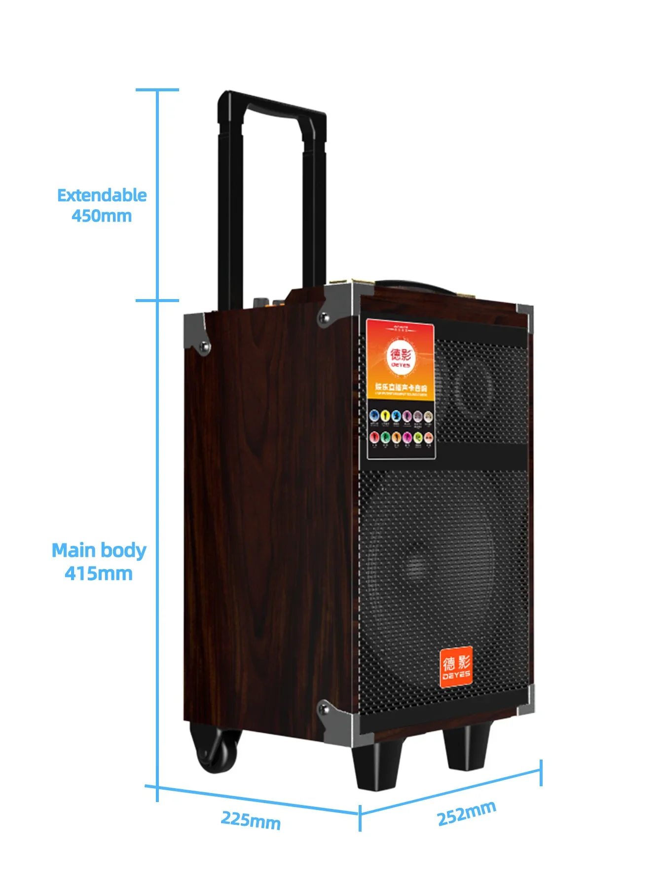 

High Power Wooden Bluetooth Speaker Pull Bar Outdoor Karaoke Party Bass Speaker With Wireless Microphone AUX USB TF Boombox