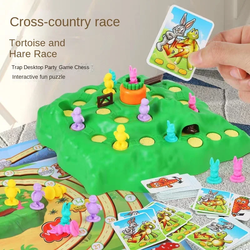 Children\'s Double Multiplayer Board Game Race Rabbit Trap Puzzle Toys Parent-Child Interactive Strategy Game Board Games