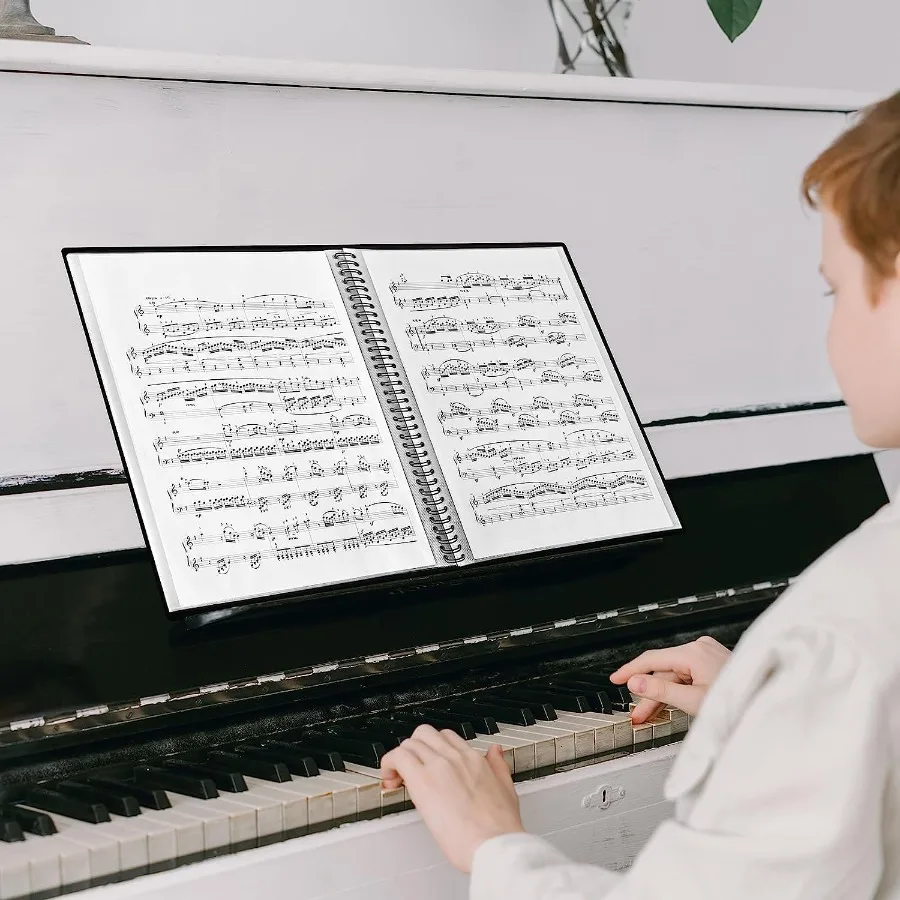 2Pcs Portfolio Binder with Plastic Sleeves 50 Pockets Presentation Book Display 100 Pages File Folder for Artwork Sheet Music D