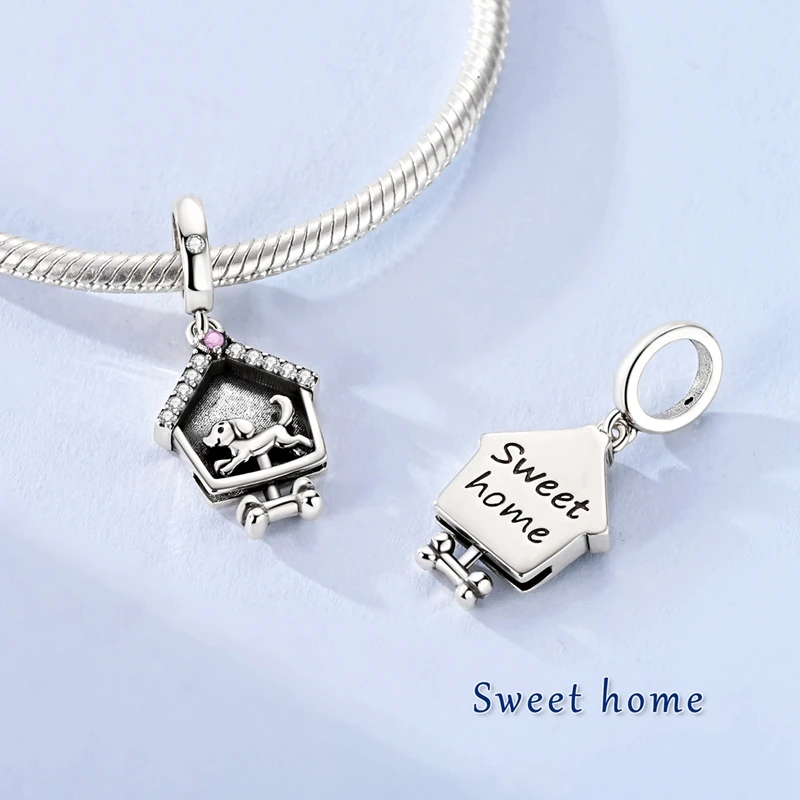 2026 New 925 Sterling Silver Happy Dog Activity Charms Pendant Fit 3mm Original Bracelet DIY Women Birthday Party Jewelry Gifts