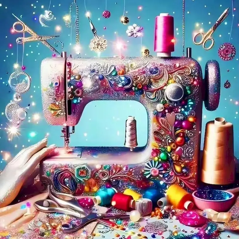 

GATYZTORY 5D DIY Diamond Painting Sewing Machine Landscape Suitable For Beginners DIY Window Diamond Mosaic Flower Home Decor