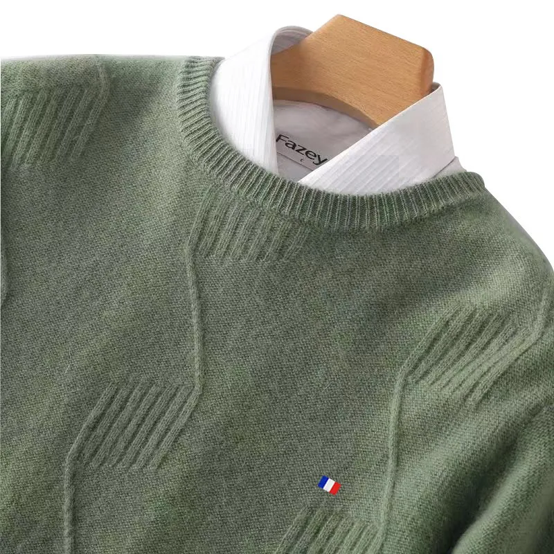 

100% Soft Cashmere Blend Men's Clothing for Jumpers Thickened Warm O-neck Winter Christmas Pullovers Male Knitted Woollen