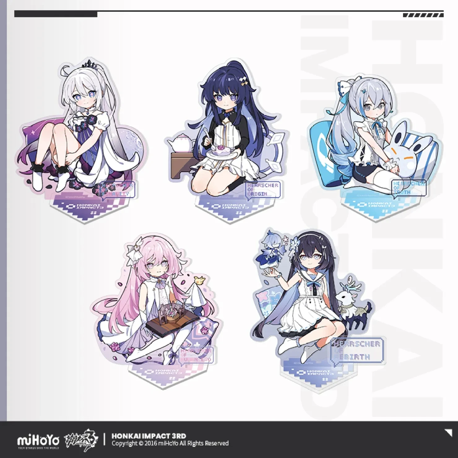 

[Genuine] Game Honkai Impact 3RD Cosplay Herrscher Acrylic HD Bracket Anime Cartoon Figure Elysia Seele Mei Stand Kiana Statue