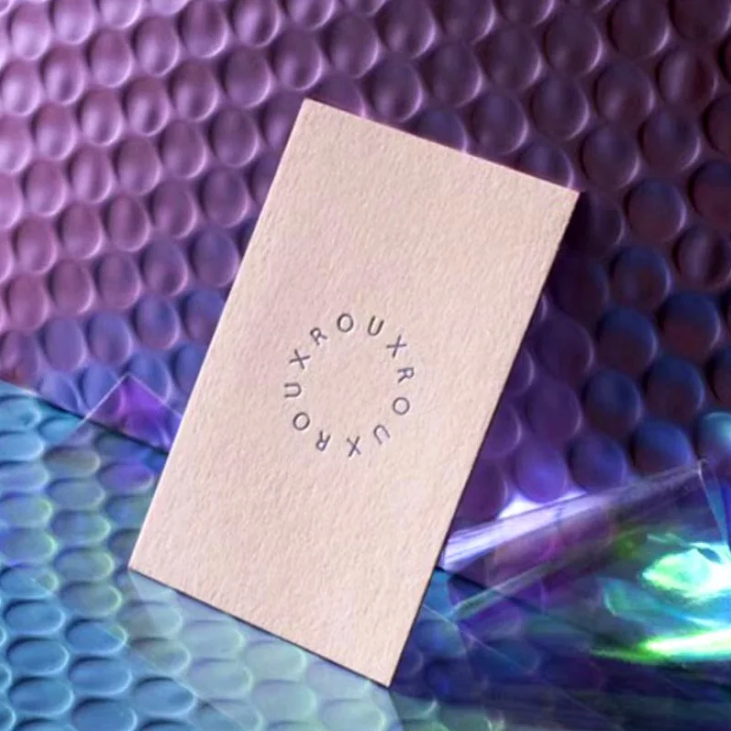 Custom.Italian Pink Tissue Paper Gilding Gilding Concave Business Card Production Design High-End Tissue Paper Bu