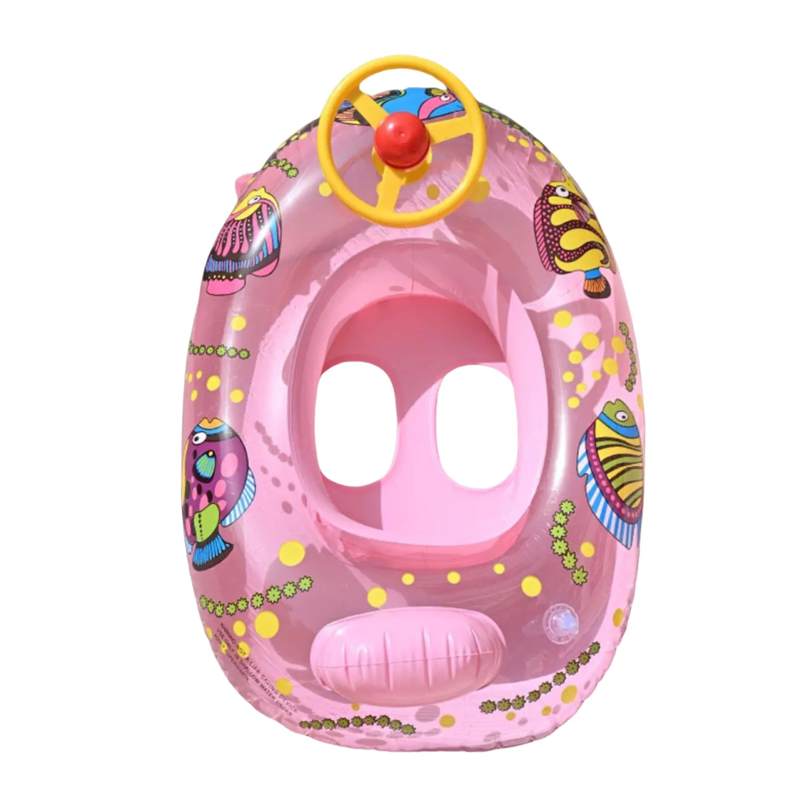 PVC Cartoon Animals Float Ring with Steering Wheel Soft Pool Inflatable Seat Kids Water Play Games Accessories for Children