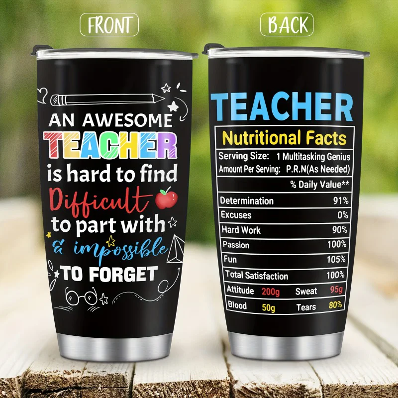 20oz Vacuum Insulated Stainless Steel Coffee Cup with Leak Proof Lid Fun Teacher Design for Teachers Day Graduation Season Gifts