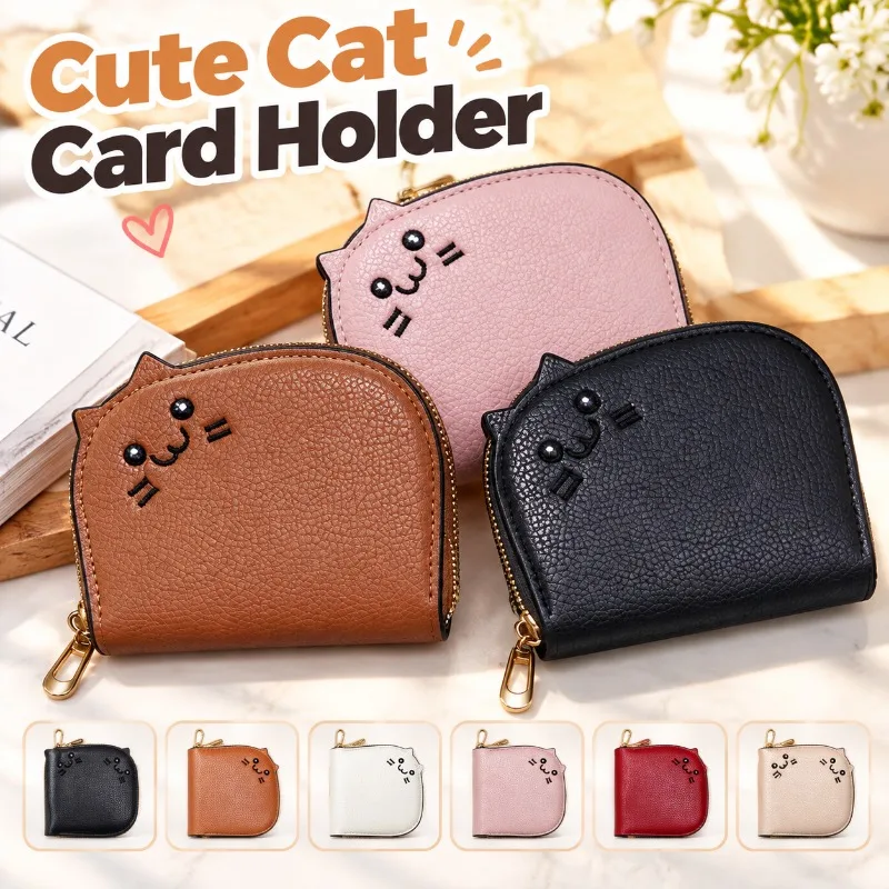 Cartoon Cat Wallet Card Holder Set Large Capacity Multi Card Slot for Driver's License Vehicle License ID Bank Cards Storage