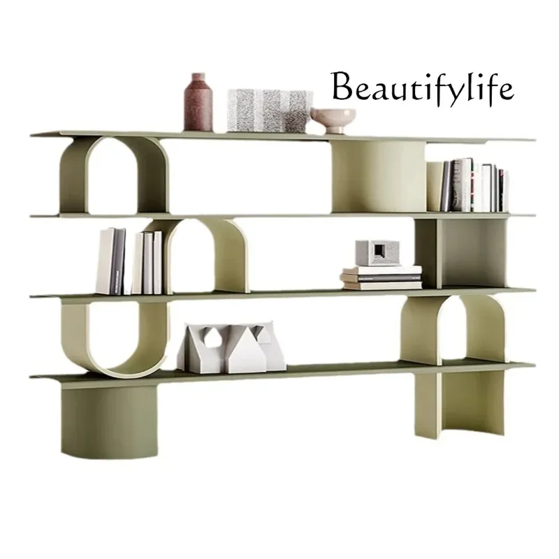 

Nordic paint bookshelf solid wood antique small apartment simple floor locker household living room partition