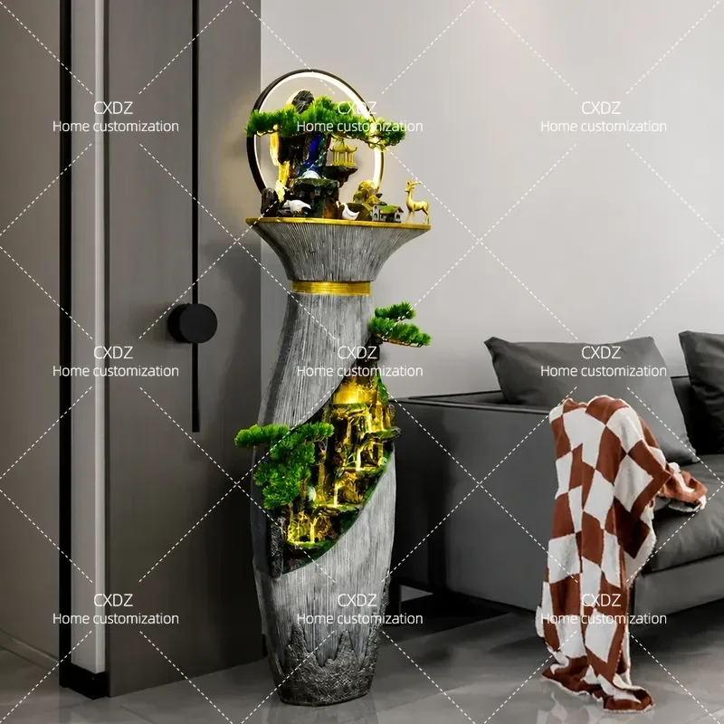 Fountain Entry Water Feature Feng Shui Wheel Rockery Living Room Entrance Ornament Floor Decoration Housewarming Gift New