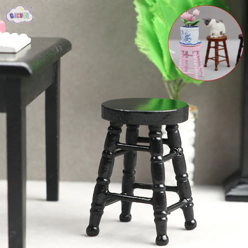 

Dollhouse Simulation Wooden Stool Model Living Room Toy Doll House Furniture Accessories Miniature Kid Toy