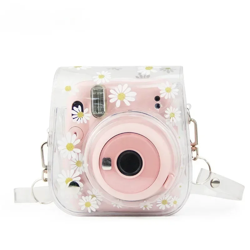 Transparent Dried Flowers Daisies PVC Camera Case For Fujifilm Instax Mini 12/11/9/8/40 Bag Cover Pouch Protector