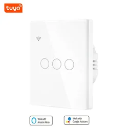 1-3 Gang Tuya Wifi Zigbee Smart Touch Light EU Switch Wireless Remote LED Light Switches Alexa Zero Fire Single Fire Universal