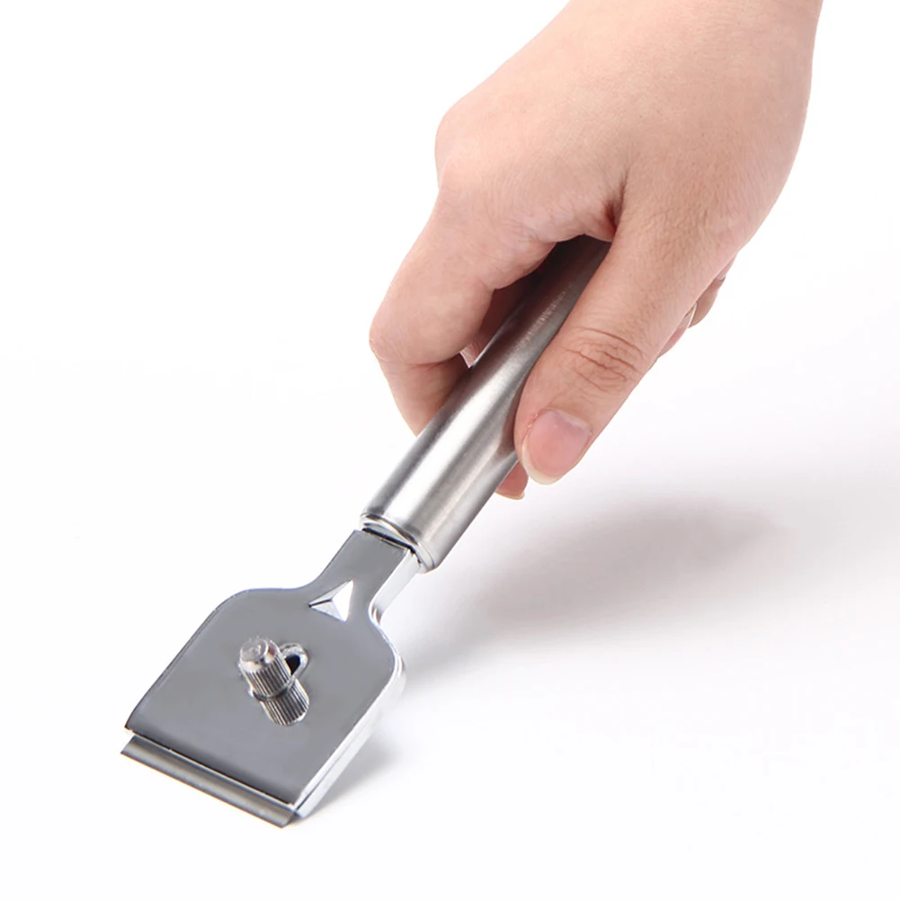 مكشطة زجاجية مريحة من الفولاذ المقاوم للصدأ مع شفرات قابلة للاستبدال لتعزيز كفاءة التنظيف في الاستخدام المنزلي #2