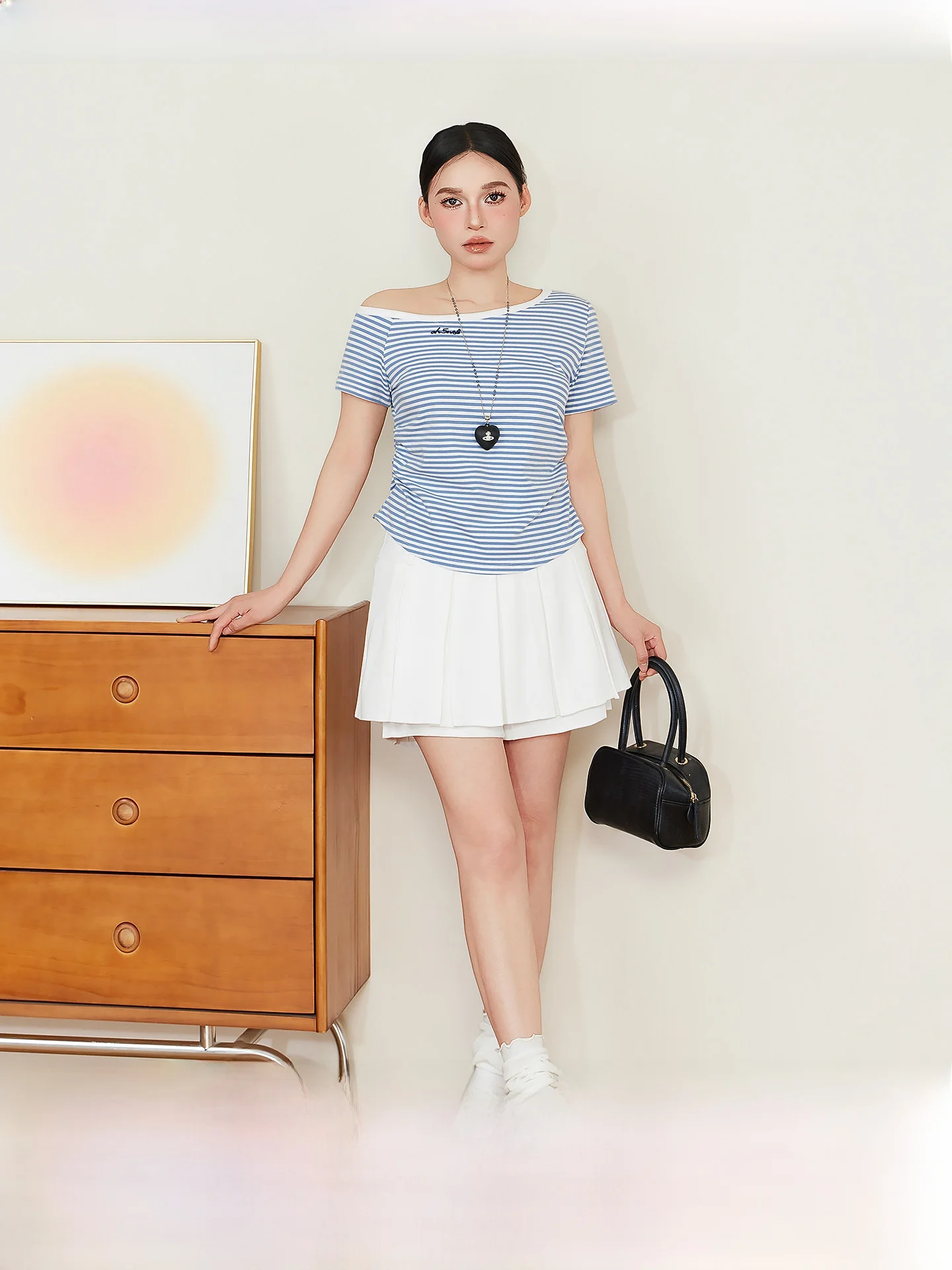 

Women's Pleated Skirt White A-Line Suit Short Skirt plus Size High Waist Korean Style Commute Spring Season Thin Model