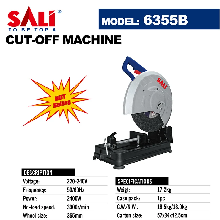 SALI-355B Heavy duty Electric Cut off machine 355mm 2400w with grinding wheel cutting steel 350*3.2*25.4mm