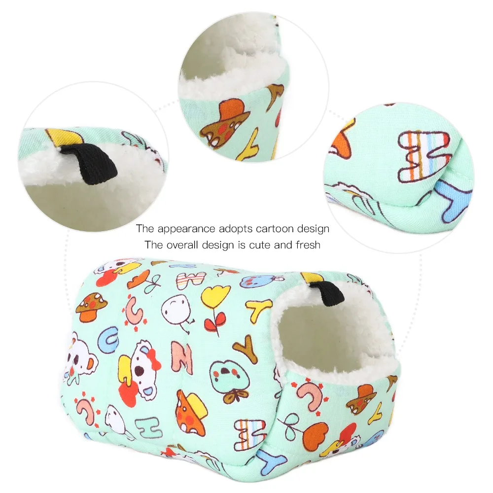 Soft Green Hanging Cotton Hut Cotton Cartoon Design Pet Sleeping Hut Sponge Warm Thicken Thicken Cotton Hut Gerbils