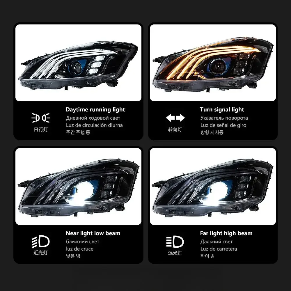 06-12 Model Fz S-Class W221 Modified with Triple Eyelid Headlight Assembly and LED Lenses