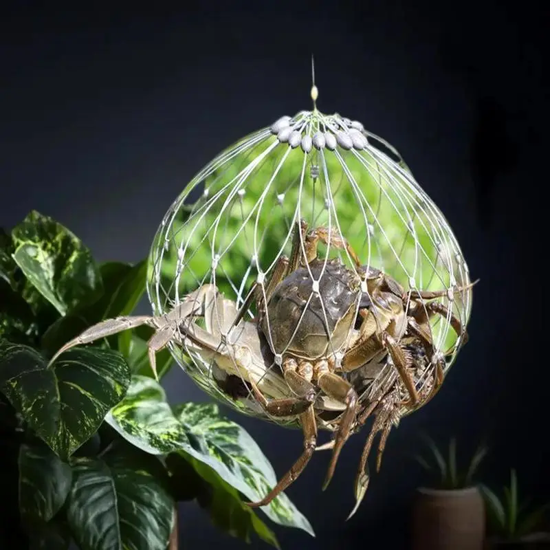 Fishing Net Cage Automatic Open Closing Wire Fish Crab Trap Net Steel Wire For Saltwater Seawater Outdoor Fishing Accessories