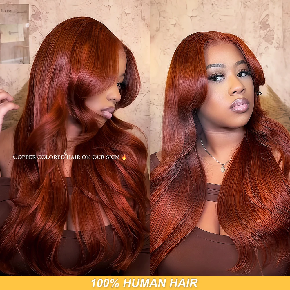 

Красновато-коричневый парик, объемная волна, кружевные передние парики, предварительно выщипанные, плотность 200, цветные человеческие волосы, парики 13x4 HD, кружевные парики для женщин