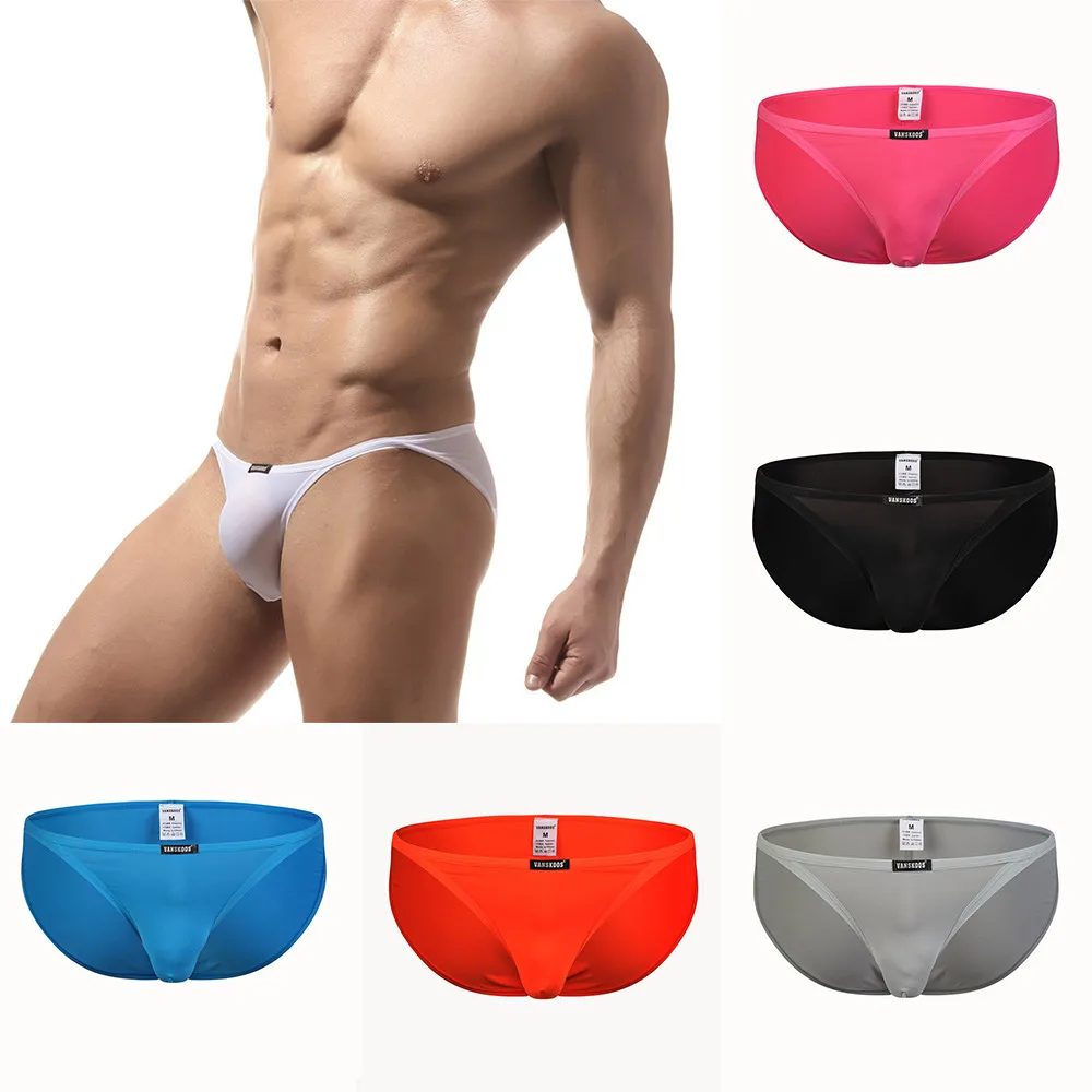 Men Ice Silk Low Rise Underwear Narrow Side Elasticity Seamless Lingerie Soft Briefs Fashionable Comfortable Cool Underpanties