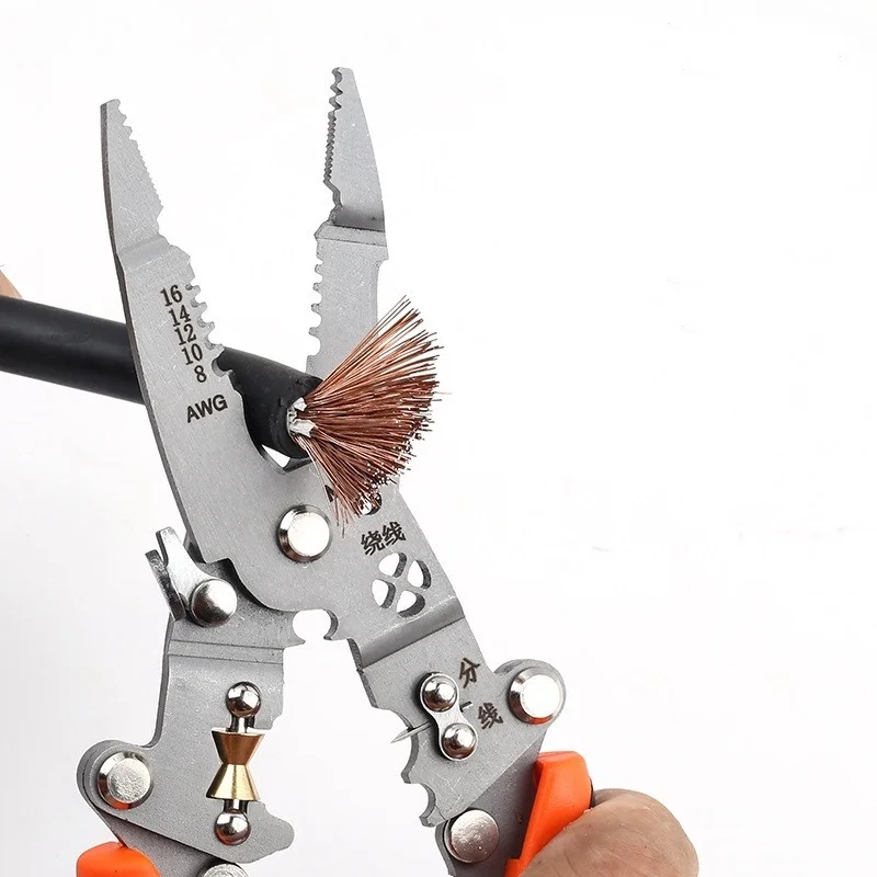 Collapsible Wire Stripper and Cutter Time-Saving Labor-Saving Repair Scissors Wire Stripping Crimping Pliers Hand Tool