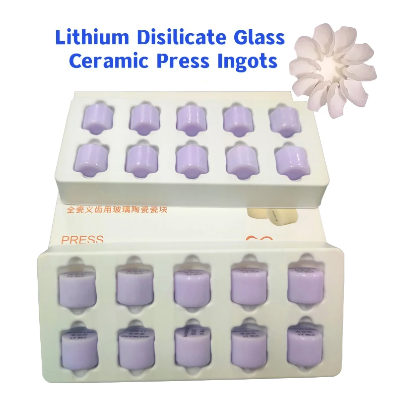 10Pcs/Box HT/LT Dental Lithium Disilicate Glass Ceramic Ingots Ceramic Emax For Dental Laboratory Pressing Inlays Veneers Crowns