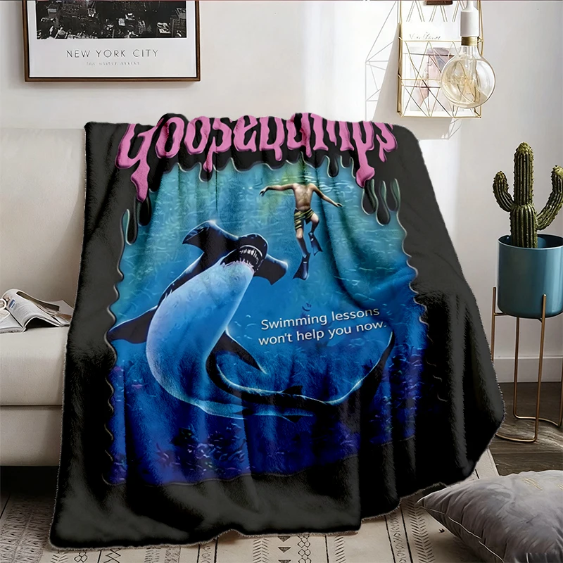  Halloween Goosebumps Cozy Blanket, Vintage Haunted House Warm Blanket, Goosebumps Vintage Deep Trouble Ha