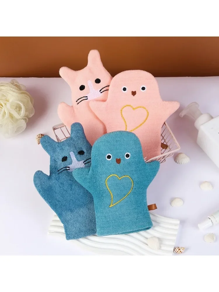 Gants de bain à double couche pour bébé, gant de toilette de forme mignonne pour le bain des enfants, lavage de douche propre, nettoyant pour la peau de massage, dessin animé