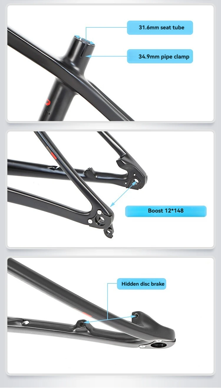 حار بيع ألياف الكربون إطار دراجة هوائية الكربون MTB الإطار 29 إطار دراجة الإطارات مع رافعة المحور من خلال للبيع