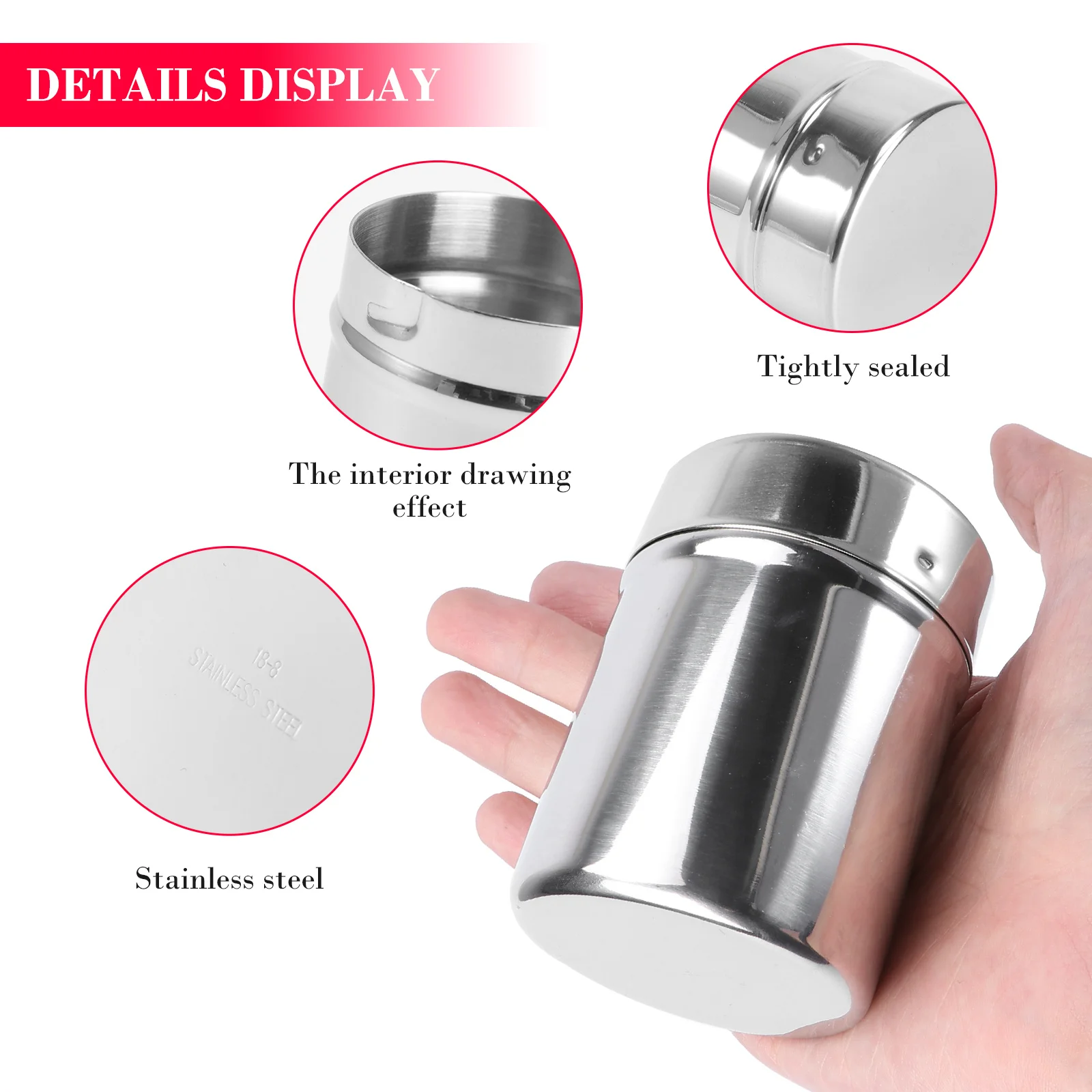 

Stainless Steel Storage Can Large Capacity Airtight Home Storage Container For Kitchen Bathroom Seasoning Medicine