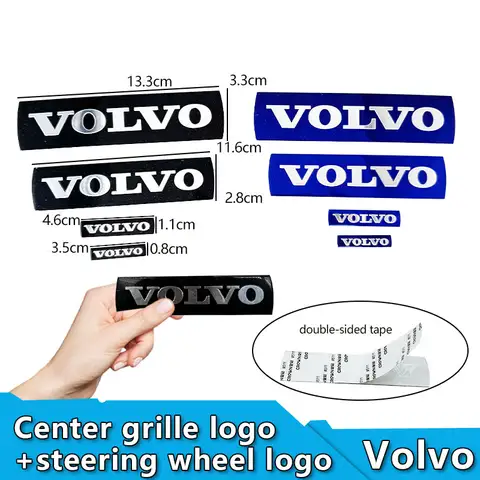 3D 자동차 그릴 배지 스티커 전면 그릴 블루 블랙 문자 엠블럼 데칼 장식 볼보 XC60 XC90 S60 S80 V60 C70 S40 C30