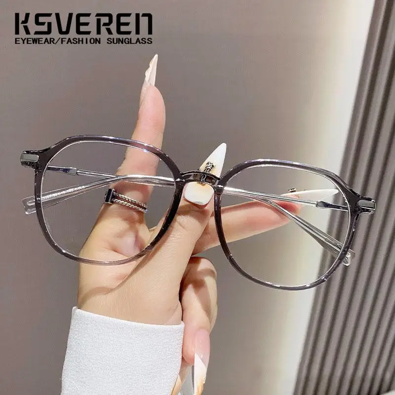 KSVEREN Vintage Round Anti Blue Light Reading Glasses Women Optical Eyewear Prescription Glasses Frame Presbyopic Glasses