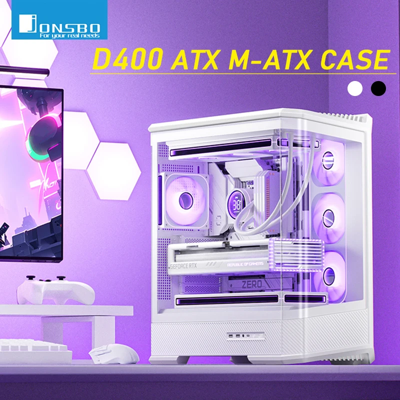 Jonsbo D400 ATX Computer Case M-ATX MINI-ITX Desktop Office Chassis Support Power Supply ATX PS2 360 Water Cooling PC Case
