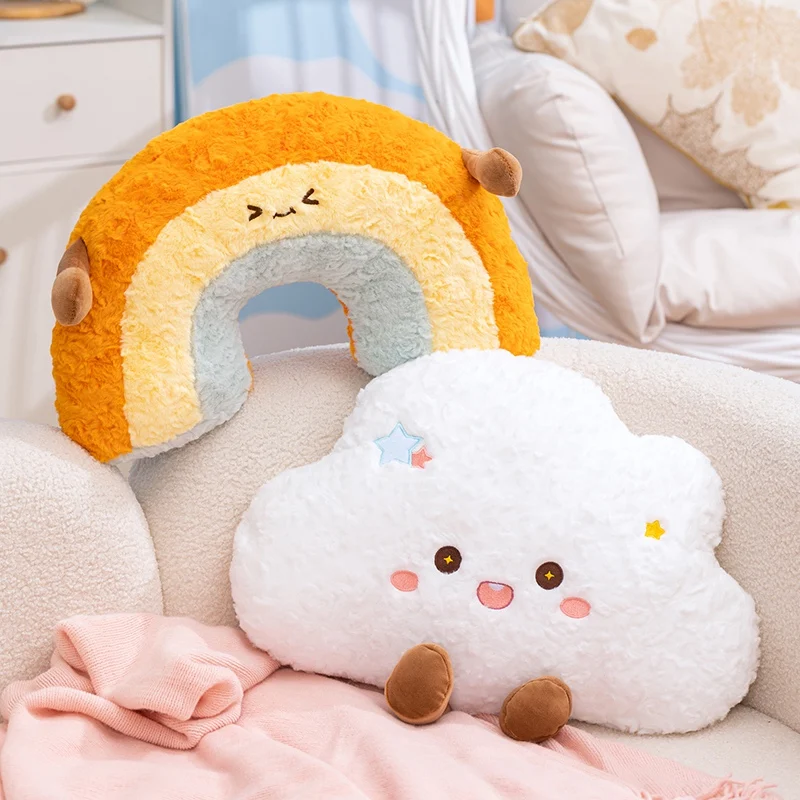 

Милая мультяшная подушка-облако с радугой, мягкая подушка-обнимашка с наполнителем для дома, офиса, автомобиля, для сна, подушка-спинка, отличный подарок