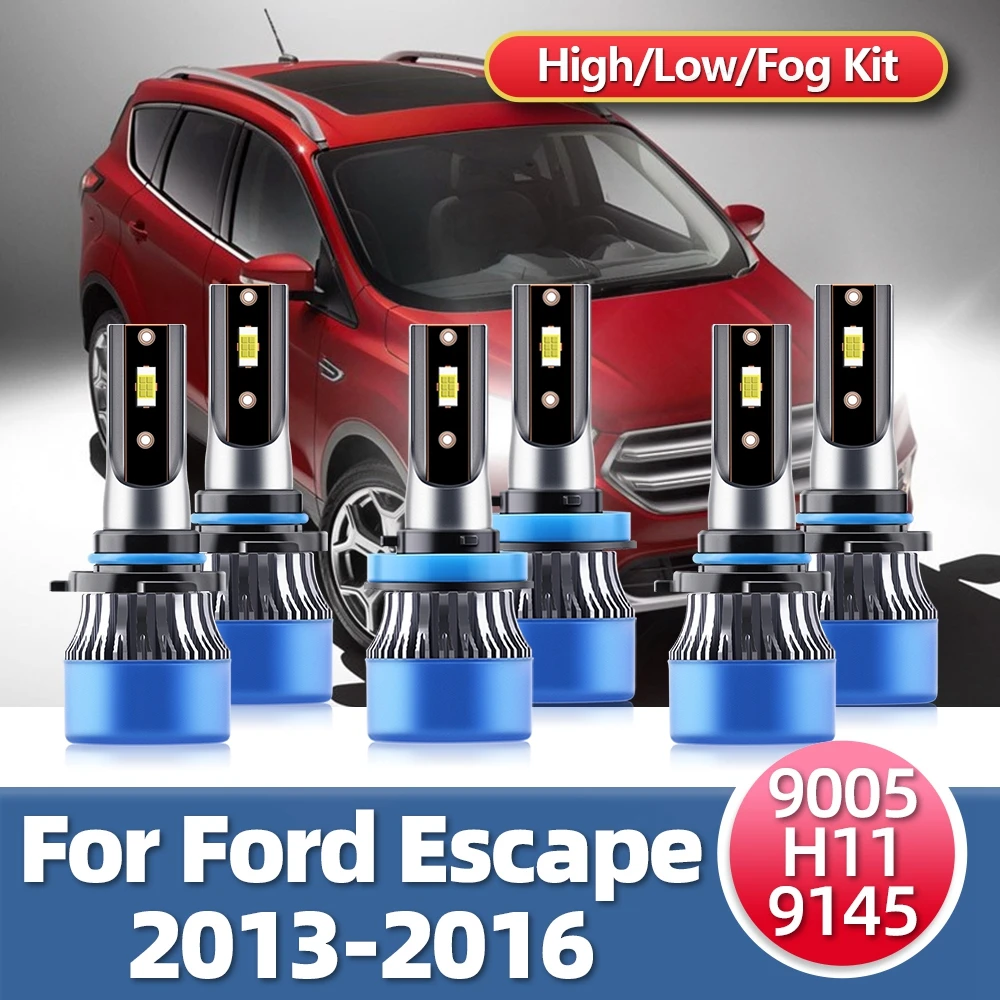 

2/6 шт. ультра-яркие светодиодные лампы дальнего и ближнего света, автомобильные сменные лампы для фар для Ford Escape 2013 2014 2015 2016