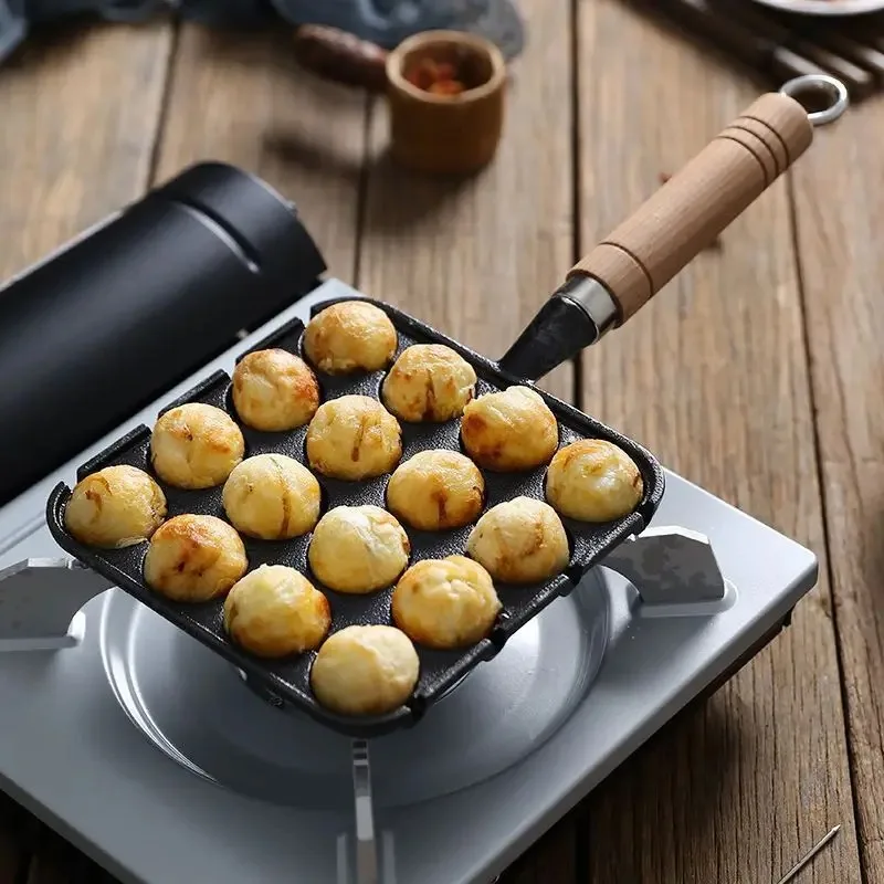 Grilled Quail Egg Mold Cast Iron Octopus Ball Pot Grilled Bird Egg Pot Cast Iron Quail Egg Baking Pan Household Non-Stick Pot