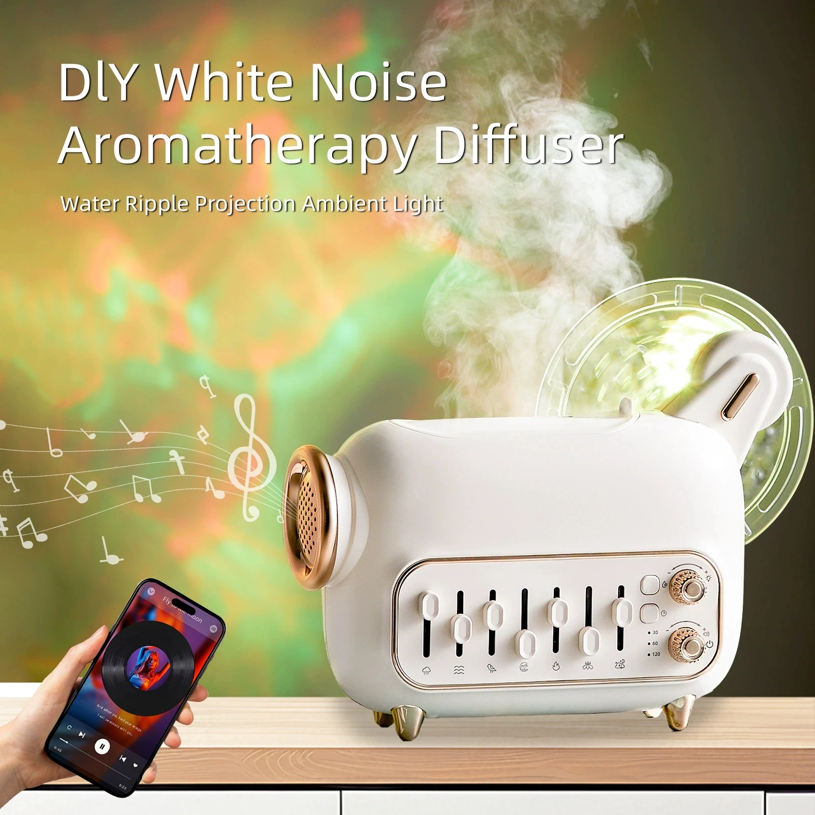 

4 IN 1 Home Bluetooth Speaker Humidifier & Aroma Diffuser with Galaxy Projector Light, White Noise Aromatherapy Air Humidifier