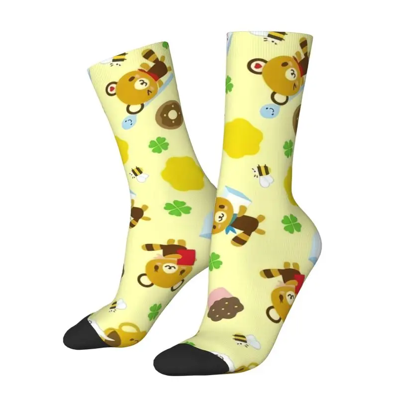 Custom Disney Cartoon Tenorikuma Sanrio Anime Bear Men's Crew Socks Unisex Kawaii 3D Print Dress Socks image 2